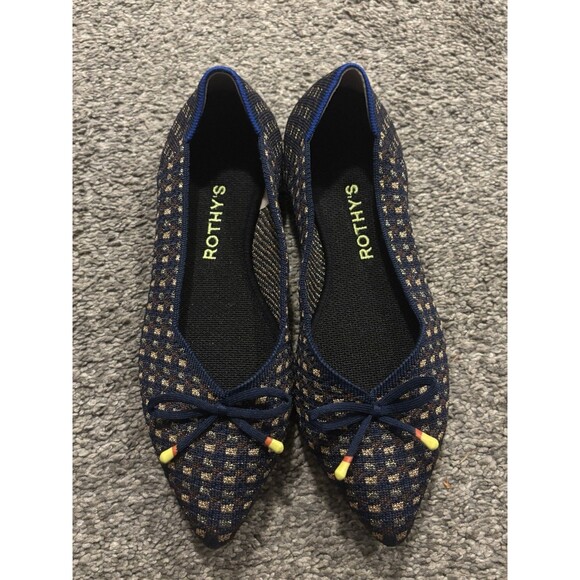 Rothy's The Bow Point Evening Metallic Knit Fabric Ballet Flats Pointed-Toe 7.5 - Picture 2 of 8